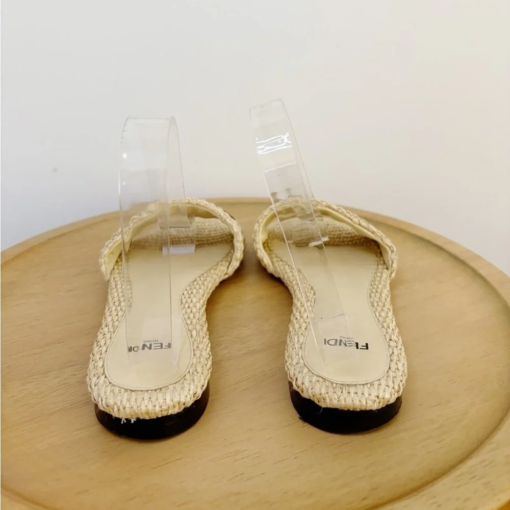 Fendi Signature Raffia Slip On Slides - Picture 5 of 6